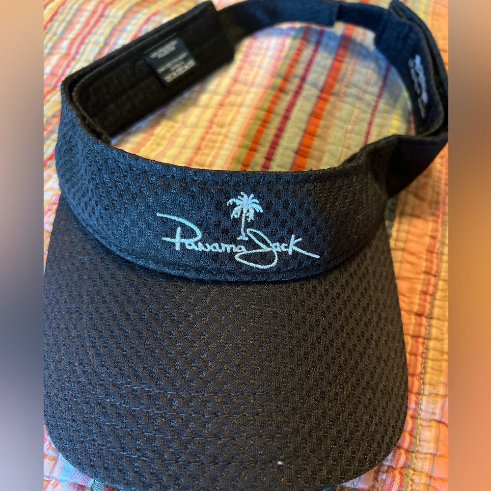 Panama Jack Black Visor with Light Blue Embroidered Logo